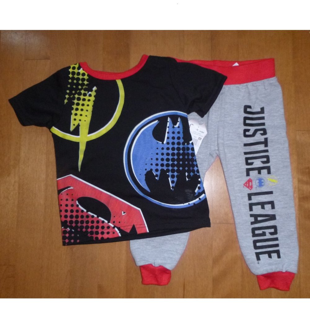 Toddler Boys JUSTICE LEAGUE T-Shirt & Jogger Pants Set Size 2T 4T 5T Batman NWT